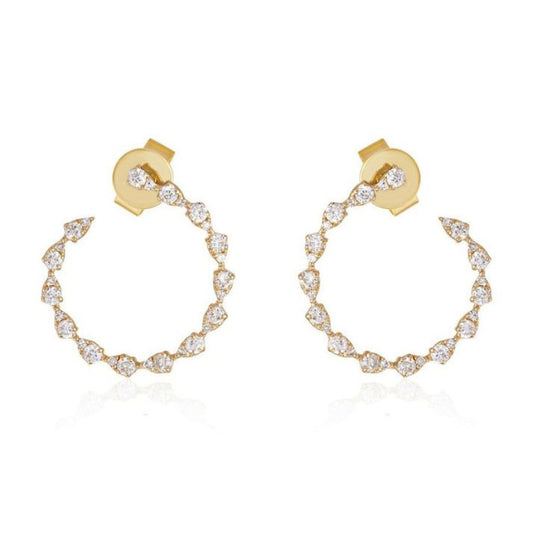 Heirloom Diamond Hoop Earrings in 14K Yellow Gold