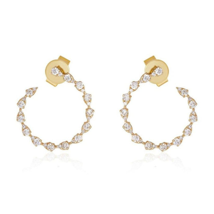 Heirloom Diamond Hoop Earrings in 14K Yellow Gold