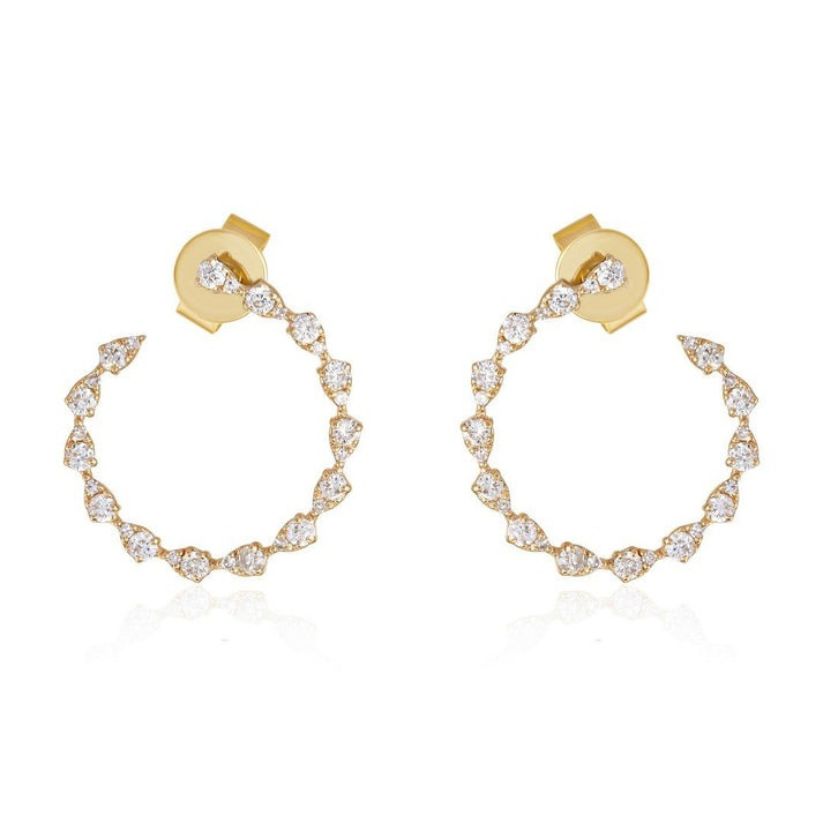 Heirloom Diamond Hoop Earrings in 14K Yellow Gold