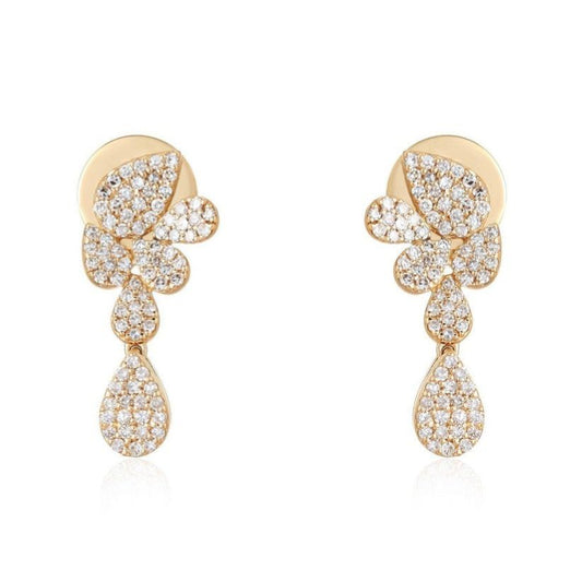 Petal Cluster Diamond Drop Earrings in 14K Yellow Gold