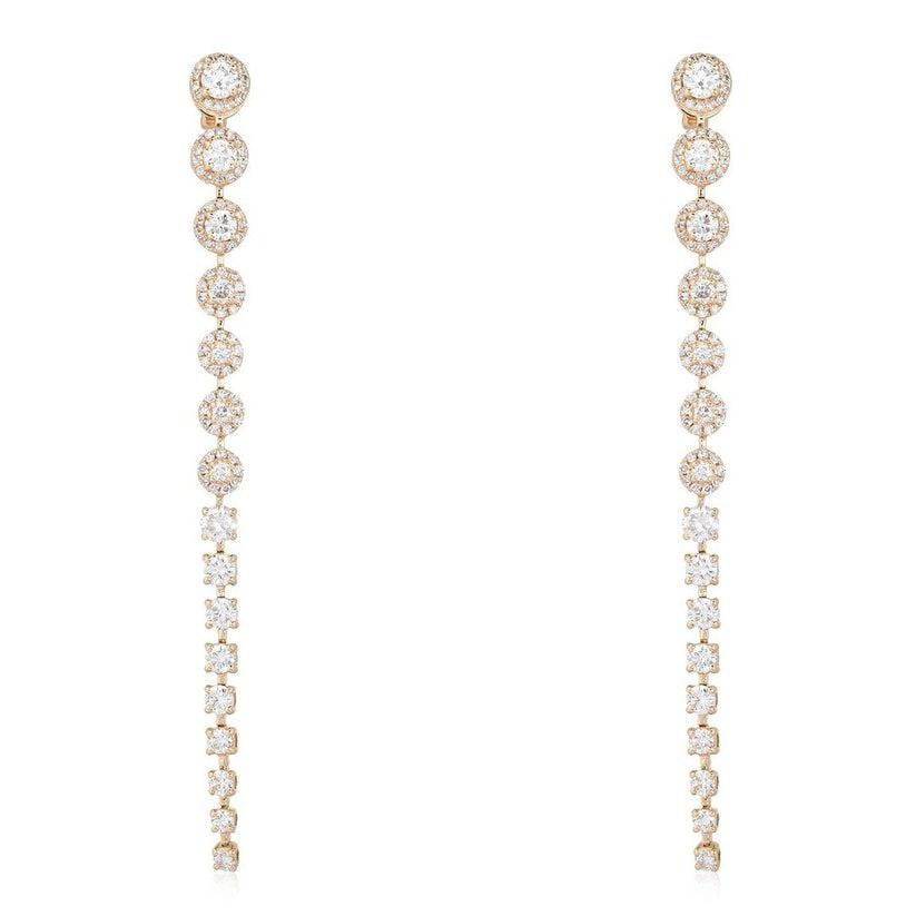 Cascade Long Diamond Drop Earrings in 14K Gold