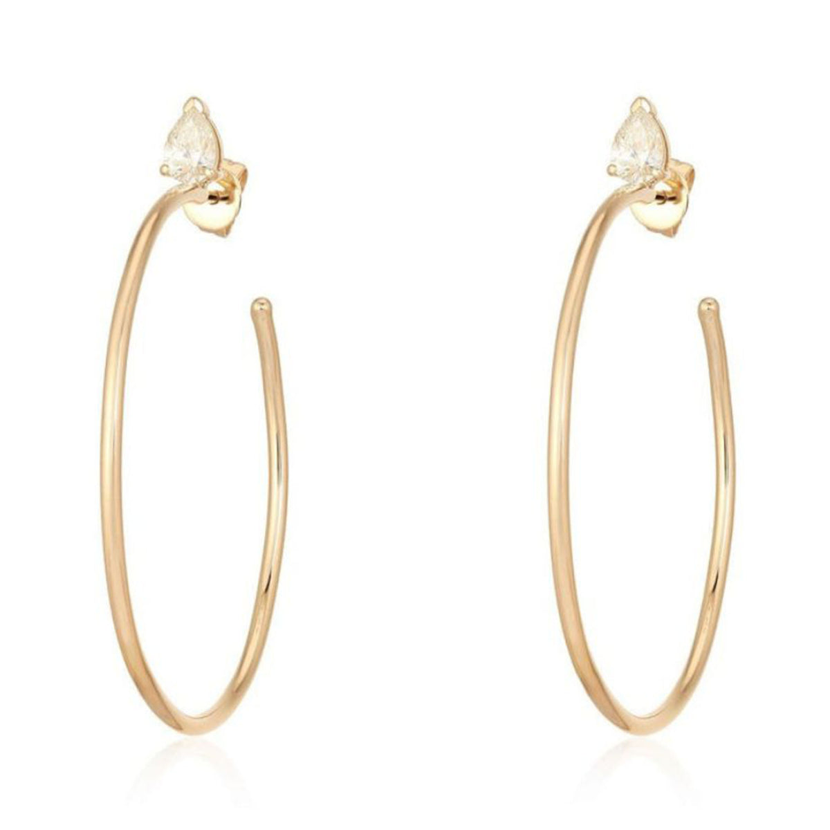 Marquise Accent Open Hoop Earrings in 14K Yellow Gold