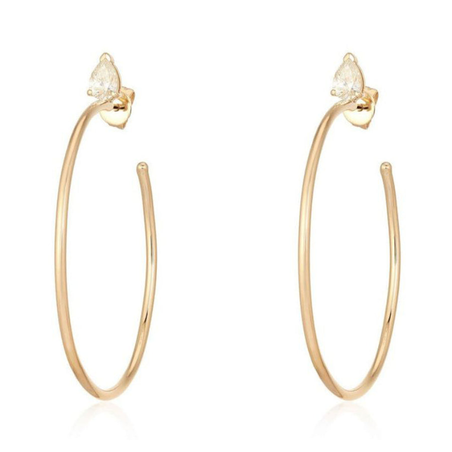 Marquise Accent Open Hoop Earrings in 14K Yellow Gold