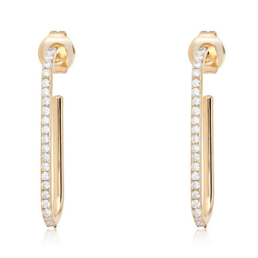 Curve Diamond Drop Earrings in 14K Yellow Gold