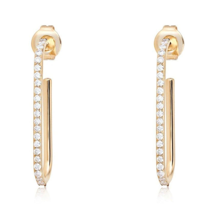 Curve Diamond 14K (or 18k upon request) Yellow Gold Drop Earrings