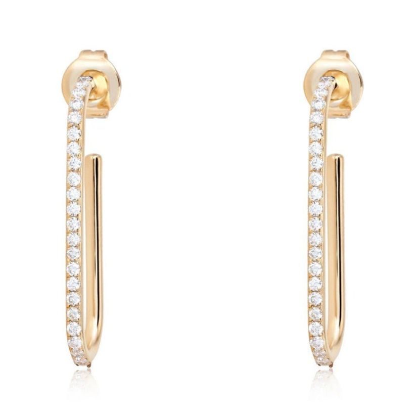 Curve Diamond Drop Earrings in 14K Yellow Gold
