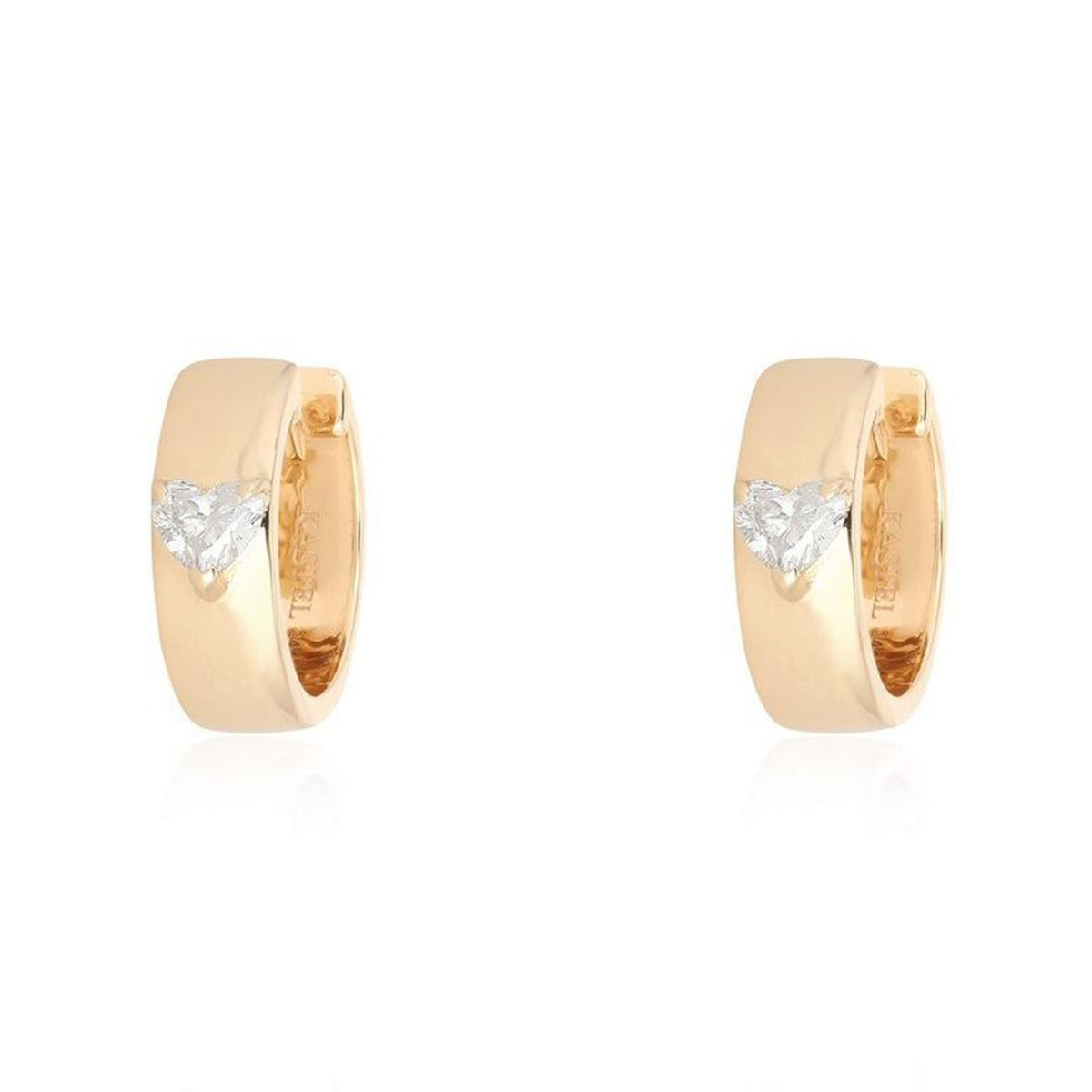 Eternal Heart Diamond Huggie Earrings in 14K Yellow Gold