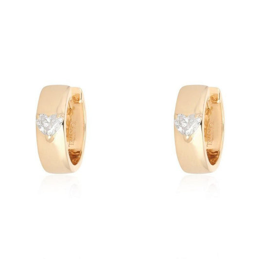 Eternal Heart Diamond Huggie Earrings in 14K Yellow Gold