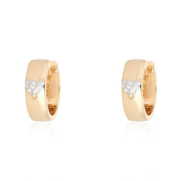 Eternal Heart Diamond Huggie Earrings in 14K Yellow Gold