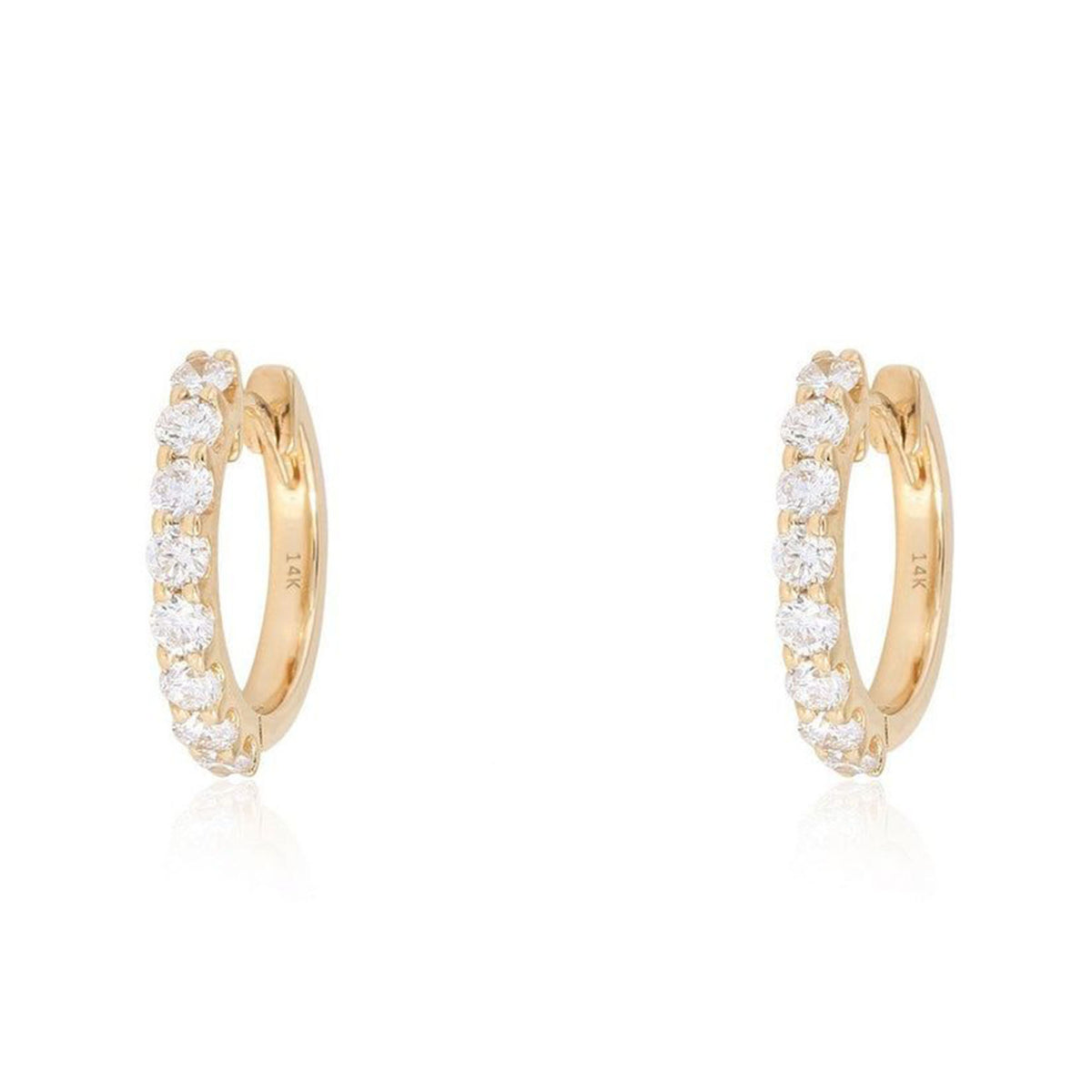 Starshine Elegance Huggies Earrings in 14K Yellow Gold