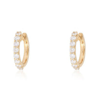 Starshine Elegance Huggies Earrings in 14K Yellow Gold
