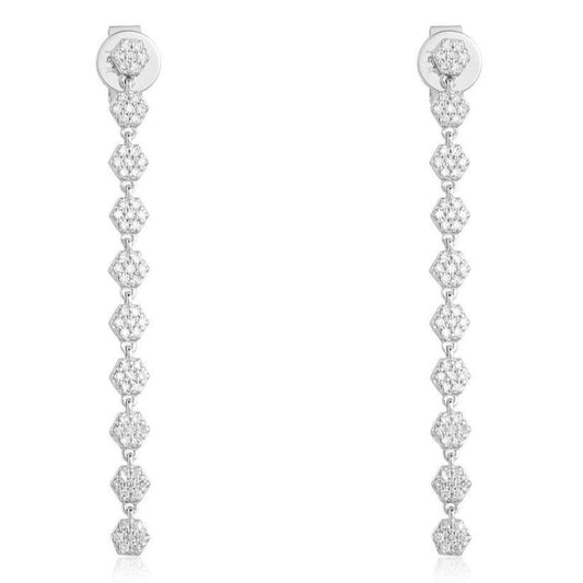 Elegant Hexagon Diamond Drop Earrings in 14K Yellow Gold