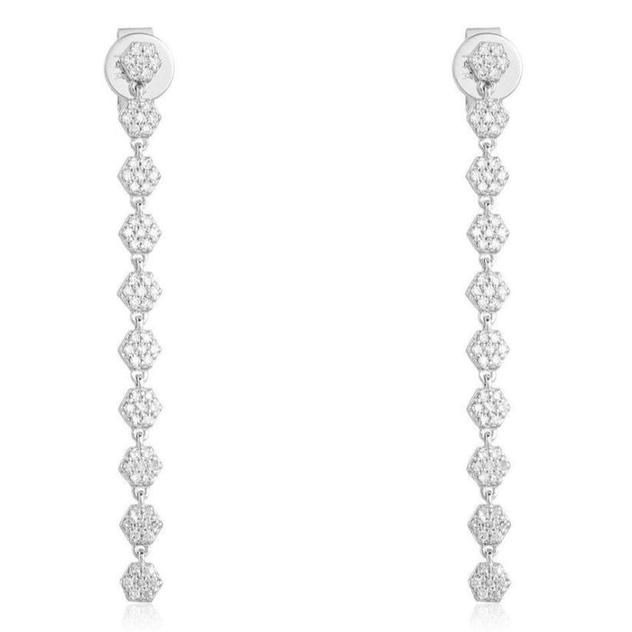 Elegant Hexagon 14K (or 18k upon request) Yellow Gold Diamond Drop Earrings	Elegant Hexagon Diamond Drop Earrings in 14K Yellow Gold