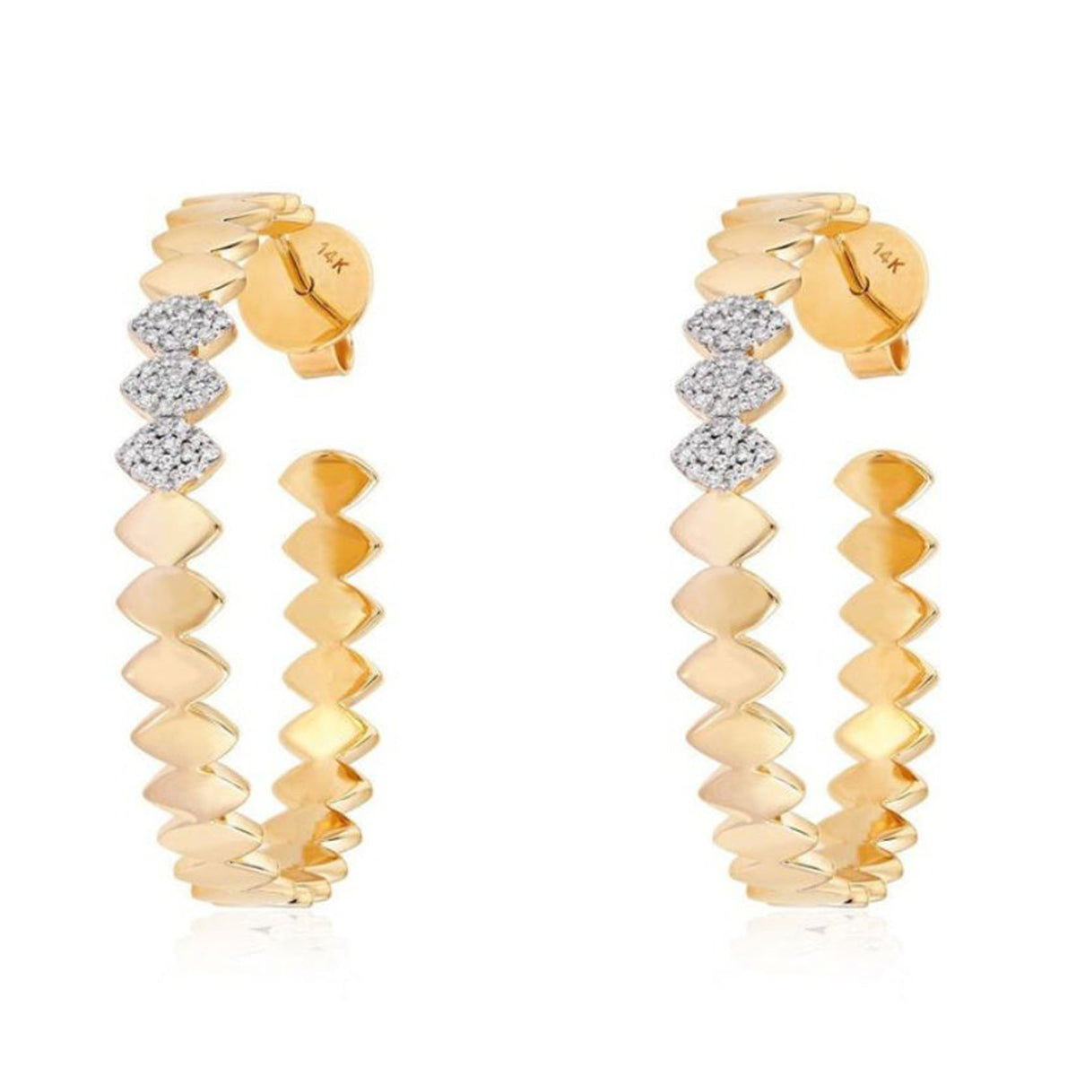 Chromatic Luxe Diamond Hoop Earrings in 14K Yellow Gold