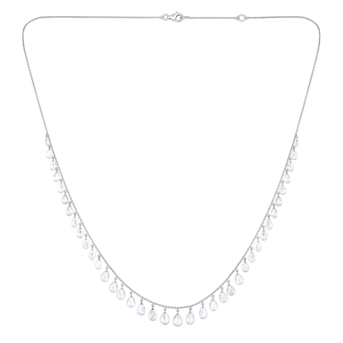 Oval Shape Diamond Cut Necklace in 18K White Gold