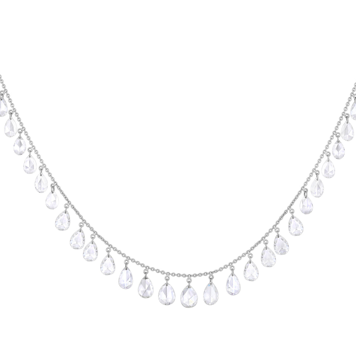 Oval Shape Diamond Cut Necklace in 18K White Gold