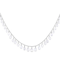 Oval Shape Diamond Cut Necklace in 18K White Gold