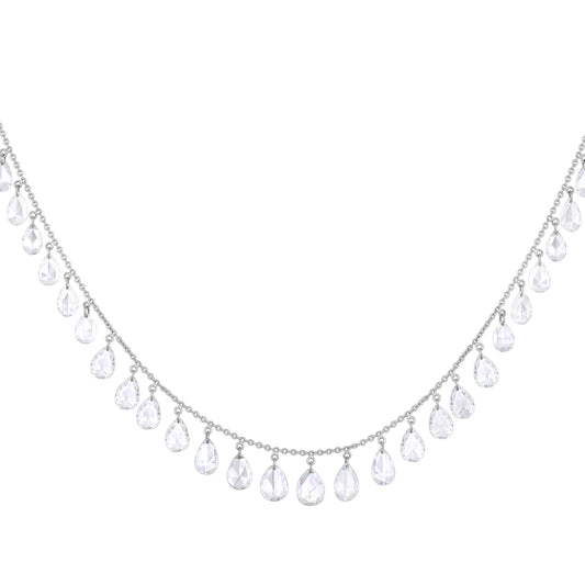 Oval Shape Diamond Cut Necklace in 18K White Gold