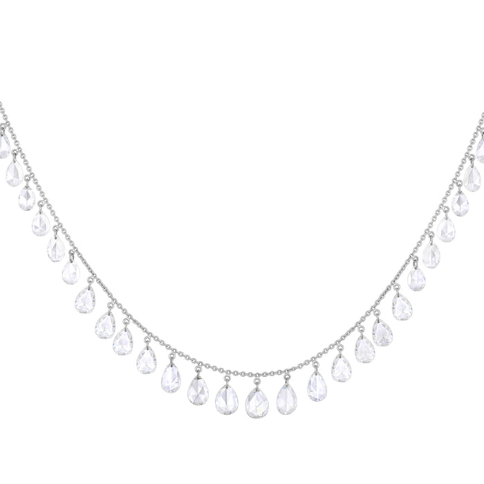 Oval Shape Diamond Cut Necklace in 18K White Gold