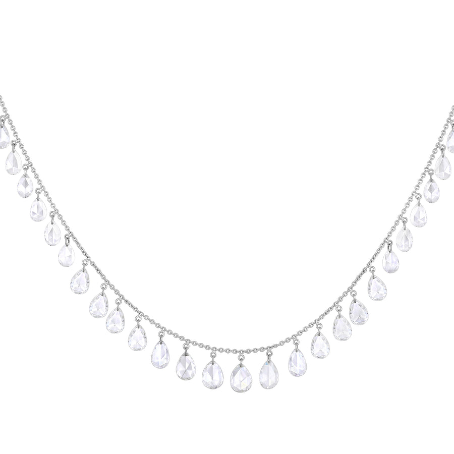 Oval Shape Diamond Cut Necklace in 18K White Gold