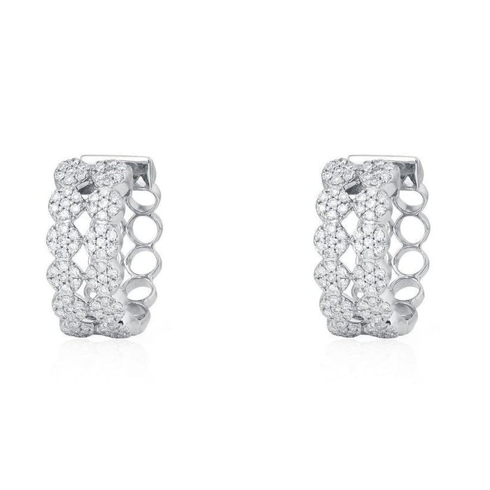 Diamond Pave Chain Link Huggie Earrings in 14K Yellow Gold