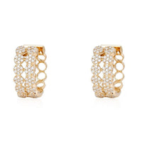 Diamond Pave Chain Link Huggie Earrings in 14K Yellow Gold
