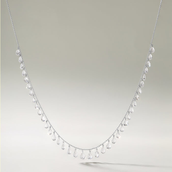 Oval Shape Diamond Cut Necklace in 18K White Gold