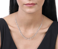 Oval Shape Diamond Cut Necklace in 18K White Gold