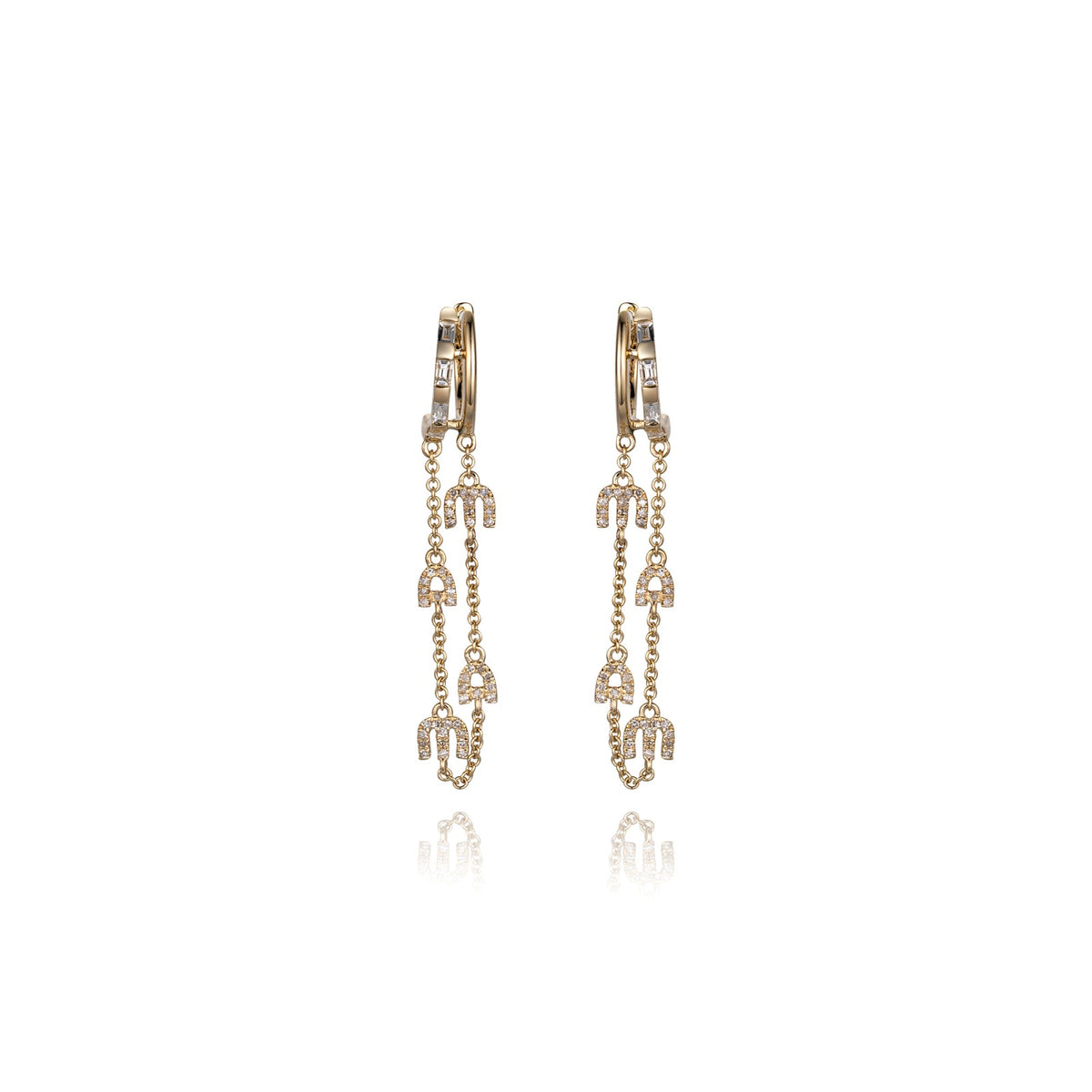 Double Strand Mama Drop Earrings in 14K Yellow Gold