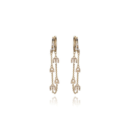 Double Strand Mama Drop Earrings in 14K Yellow Gold