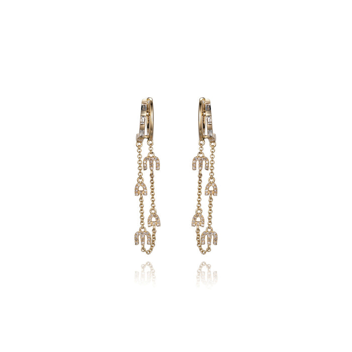 Double Strand Mama Drop Earrings in 14K Yellow Gold