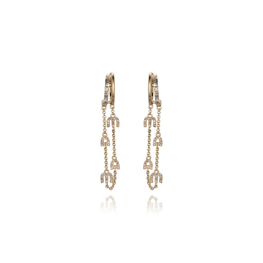 Double Strand Mama Drop Earrings in 14K Yellow Gold