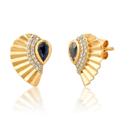 Spinal Diamond Stud Earrings in 14K Yellow Gold