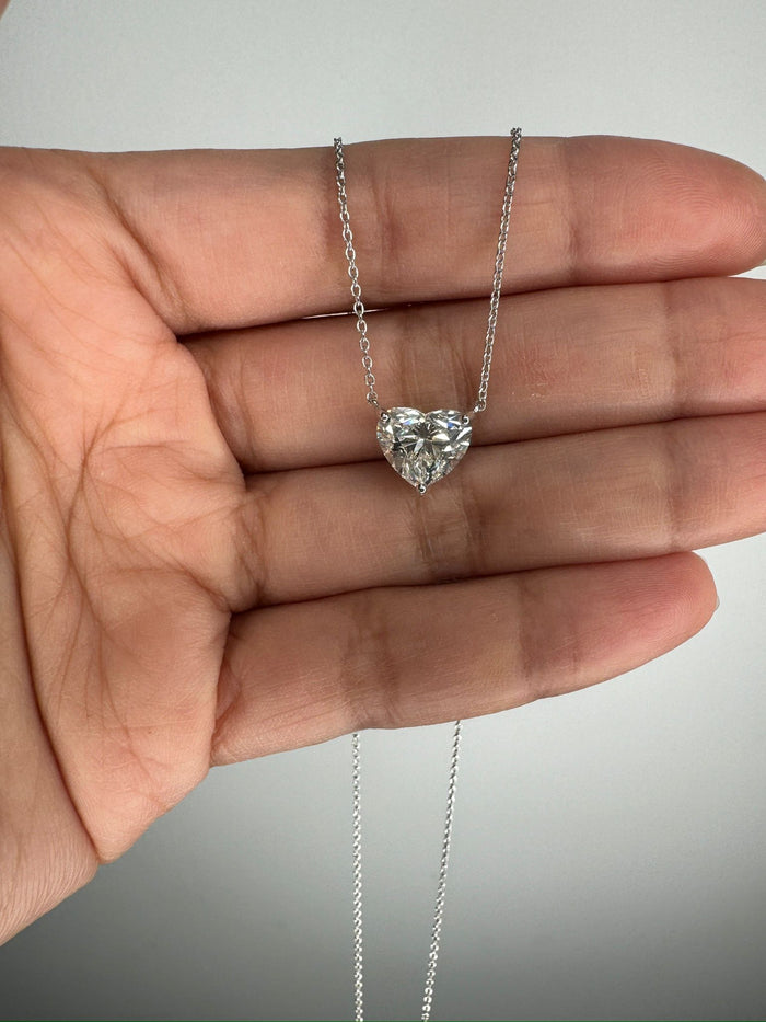 Heart Cut Diamond Solitaire Necklace in 14K Yellow Gold