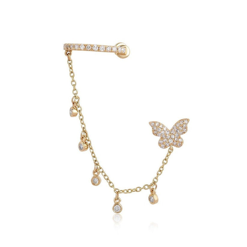 Baguette Edge Diamond Earrings in 14K Yellow Gold