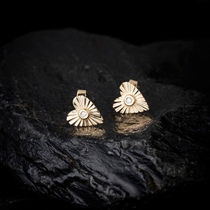 Heart of Light Diamond Earrings in 14K Yellow Gold