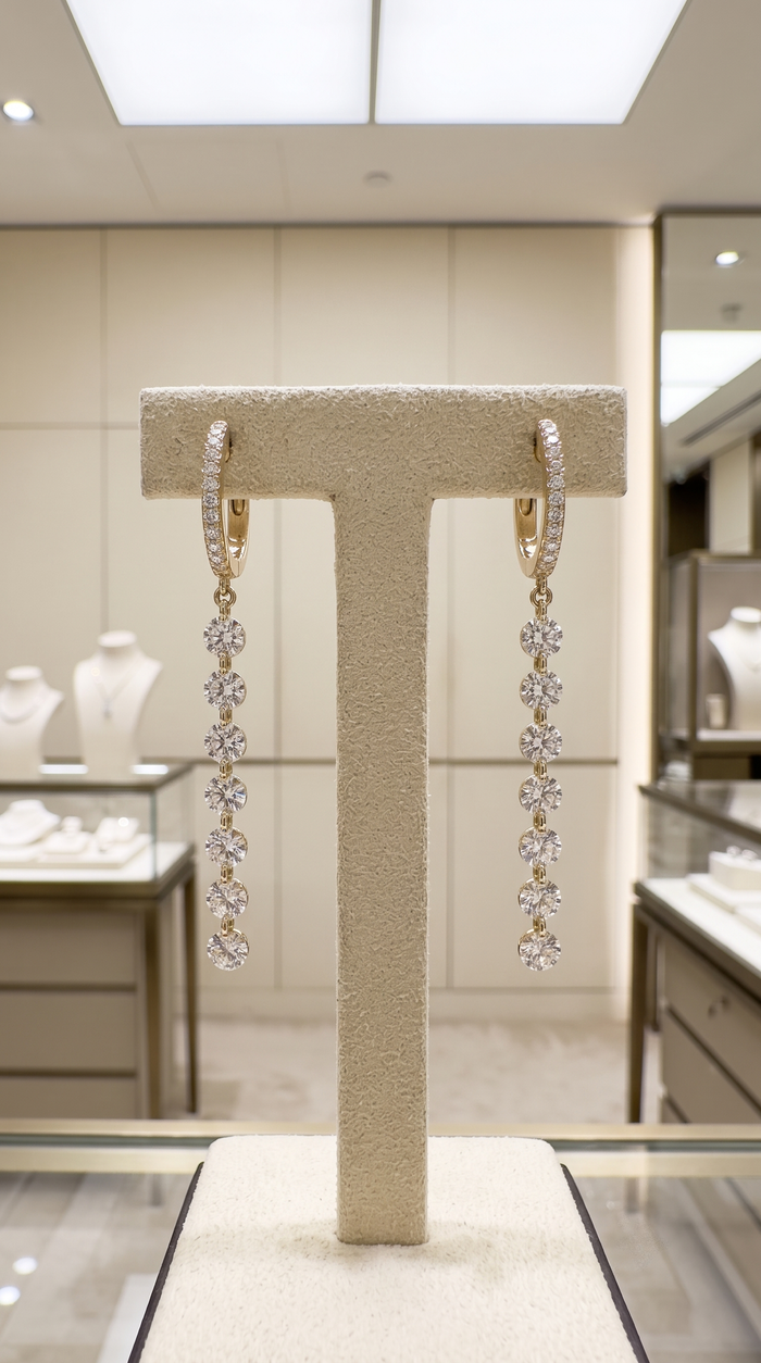 Charismatic Diamond Drop Silk Earrings in 14K Yellow Gold