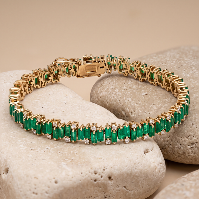 Emerald Line Diamond Accent 14K Gold Tennis Bracelet