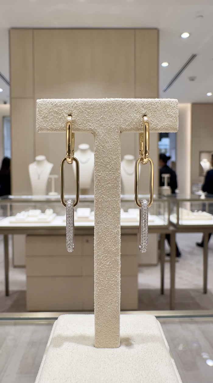 Flow Diamond Danglers Drop Earrings in 14K Yellow Gold
