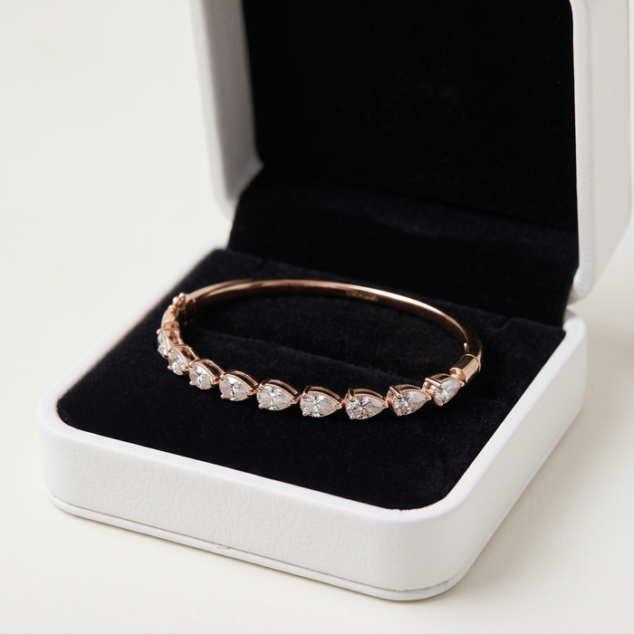 Halo Bare Diamond Bangle Bracelet in 14K Yellow Gold