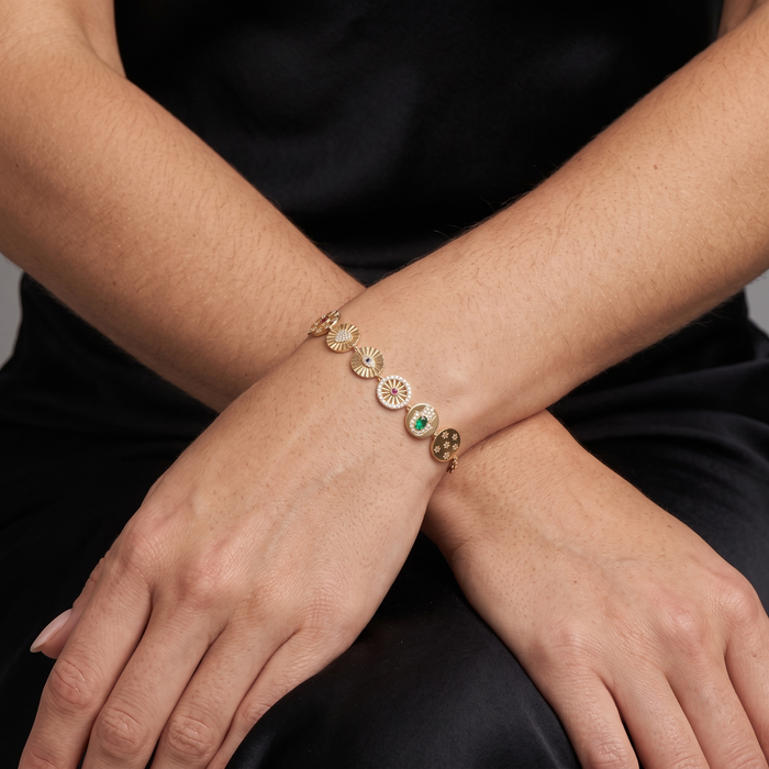 Majestic Diamond Vintage Charm Bracelet in 14K Yellow Gold