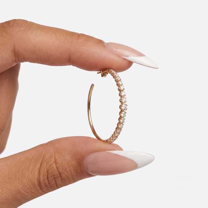 Diamond Illusion Large Hoop Earrings in 14K Yellow Gold