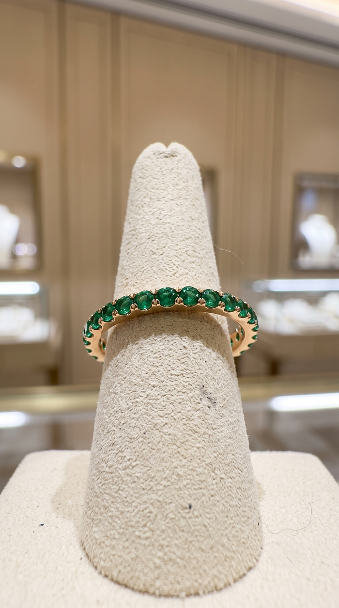 Green Tsavorite Diamond 14K Band Ring