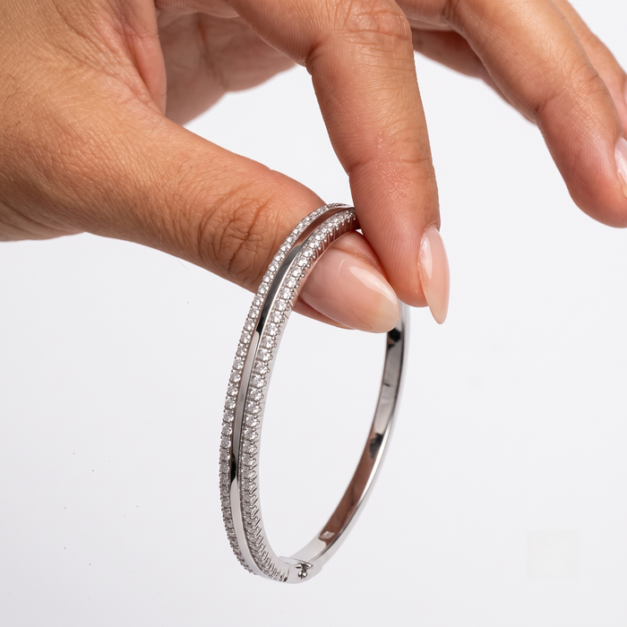 Diamond Arc Bangle Bracelet in 14K White Gold