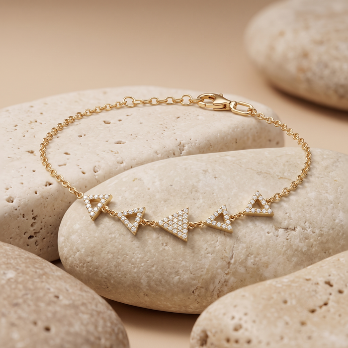 Opalescent Charm Diamond Bangle Bracelet in 14K Yellow Gold