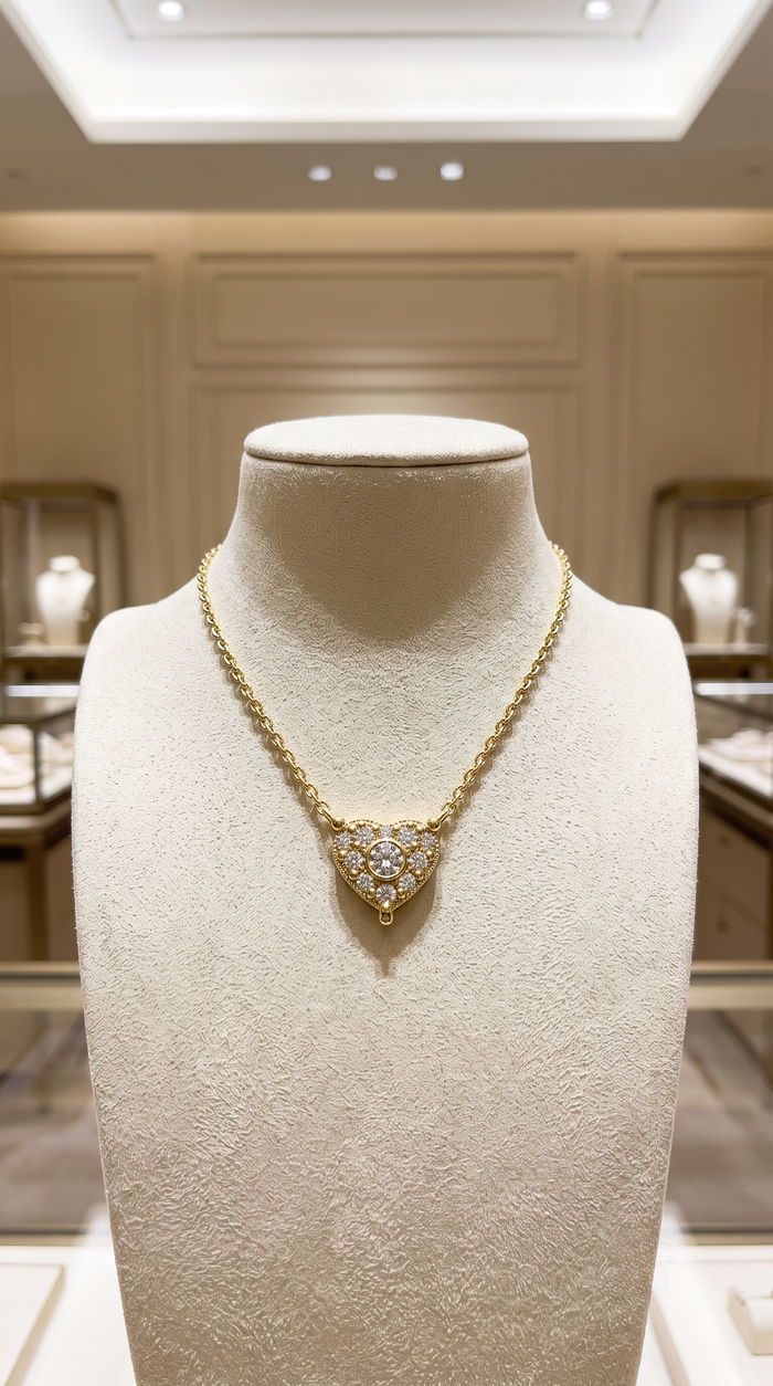 Diamond Heart Cluster Pendant Necklace in 14K Gold
