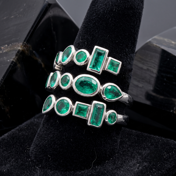 Emerald Multi-Shape 14K White Gold (18K Custom) Wrap Ring
