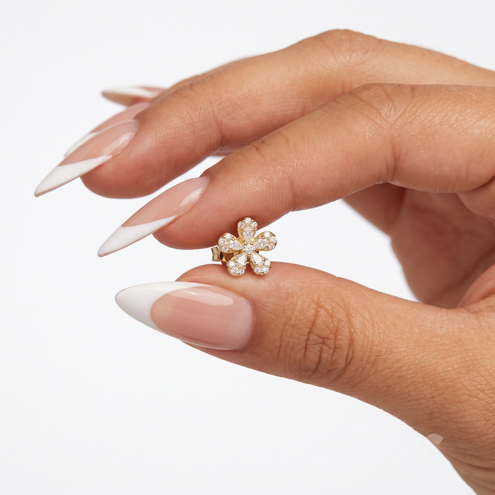 Floral Bloom Diamond Stud Earrings in 14K Gold