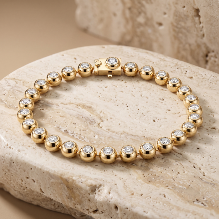 Starlight Diamond Bangle Bracelet in 14K Yellow Gold