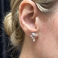 Pear Drop Diamond Dangle Earrings in 18K White Gold